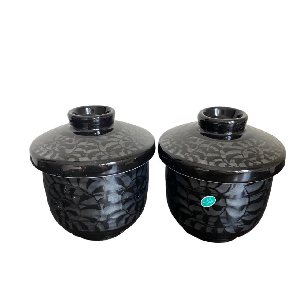 TENMOKU-KARAKUSA Small Bowl Cup with the Cover Jiki Japanese original Porcelain
